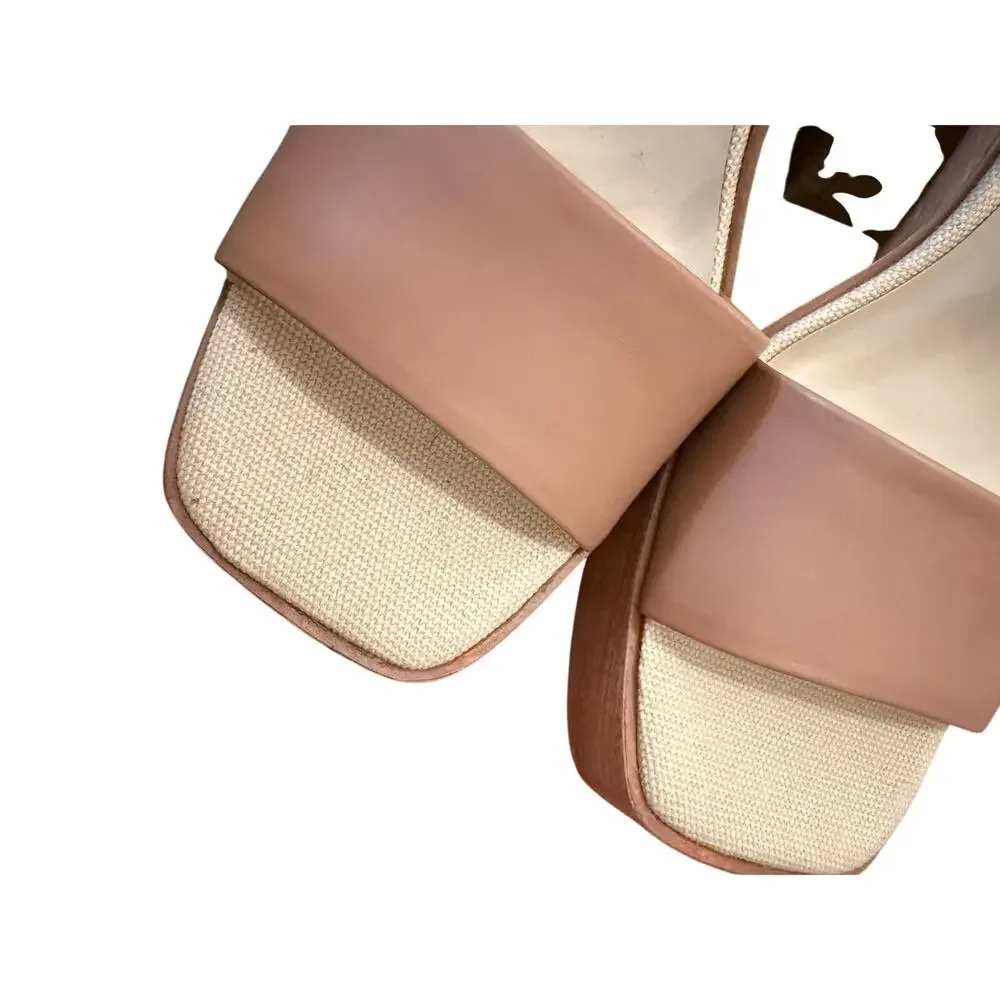 Dolce Vita Wallis Tan Leather Chunky Platform Heels Sandals Retro Festival Sz 9 - Picture 7 of 9